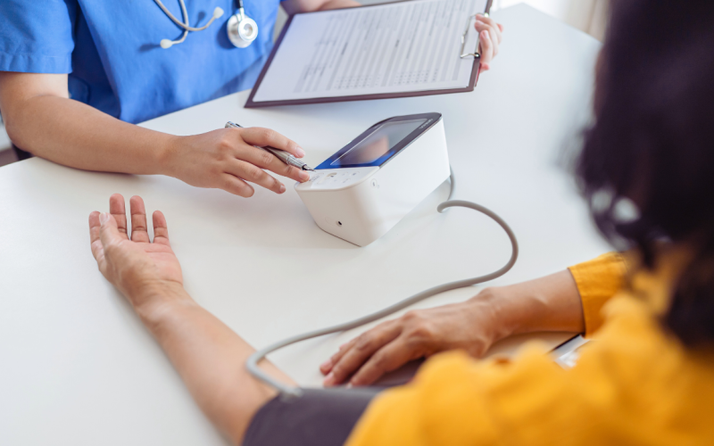 Patient having blood pressure check