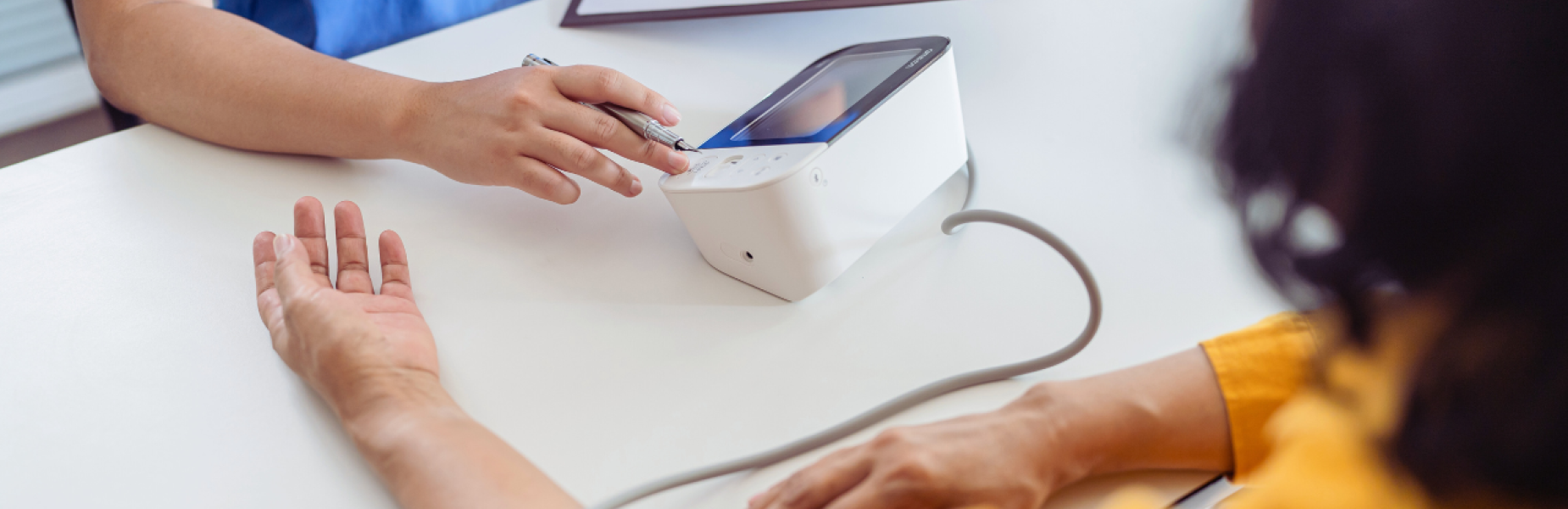 Patient having blood pressure check