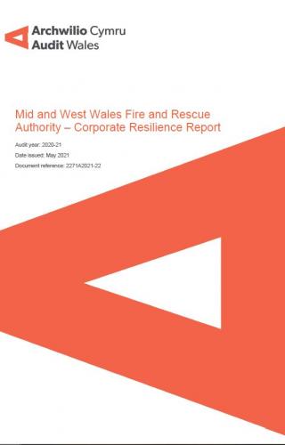 Mid and West Wales Fire and Rescue Authority – Corporate Resilience Report: report cover showing Audit Wales logo