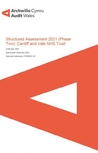 Front cover image of Cardiff and Vale University Health Board: Structured Assessment 2021 (Phase Two)