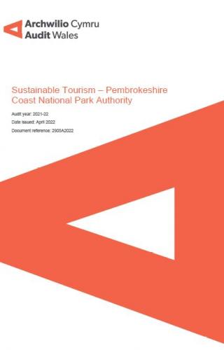 Pembrokeshire Coast National Park Authority – Sustainable Tourism: report cover and Audit Wales logo