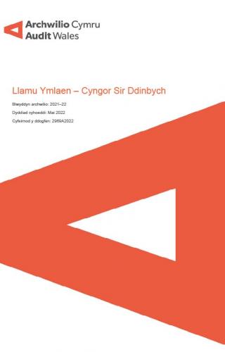 Delwedd clawr blaen Cyngor Sir Ddinbych – Llamu Ymlaen