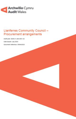 Report cover with text- Llanferres Community Council – Procurement arrangements